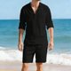 thumbnail image 4 of Tops de Manga Larga Casual Cuello Redondo de Color Sólido con Cintura Elástica Y Cordón Bolsillos de Dos Piezas, Incluye Blusa Y Pantalones para Uso Diario Al Aire Libre, 4 of 7