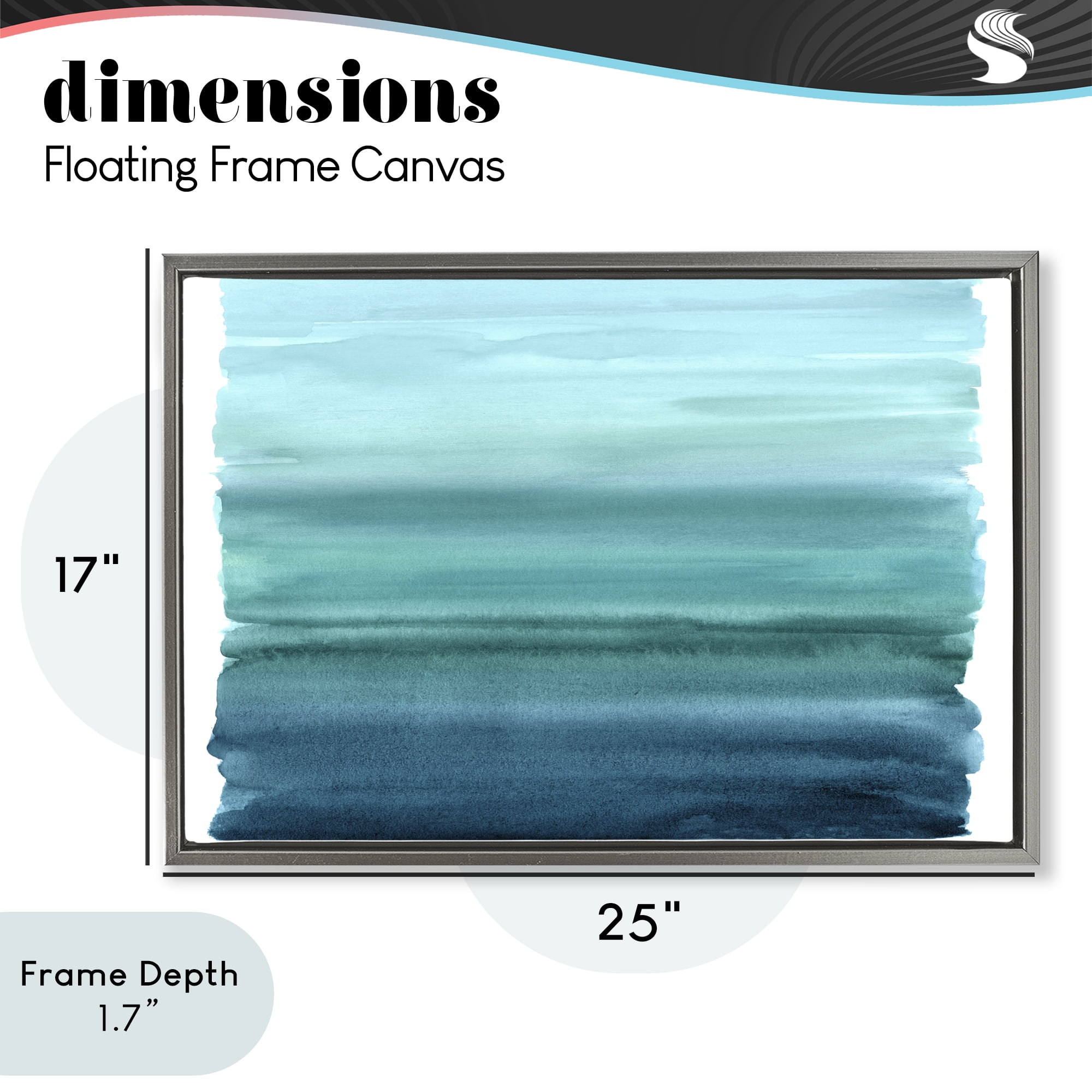 Stupell Industries Ombre Teal Gradient Gray Framed Floater Canvas Wall Art, design by Allie Corbin