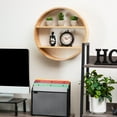 thumbnail image 2 of Mind Reader Circular Floating Shelves, Wall Decor, Accent Shelf, Office, Bathroom, Bamboo, 18"L x 4"W x 18"H, Brown, 2 of 5