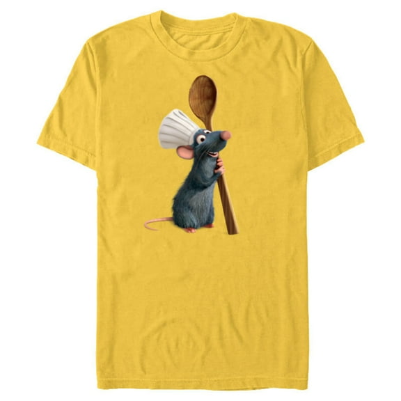 Disney Pixar Ratatouille Chef Remy with Spoon - Short Sleeve Blended T-Shirt for Adults- Customized-Yellow