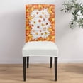 thumbnail image 4 of Fall Dining Room Chair Covers Set of 6, Orange Pumpkin Autumn Farmhouse Wood Grain Stretch Chair Slipcovers Removable Washable Seat Cover Chair Protectors for Kitchen Home, Hotel Banquet, 4 of 6