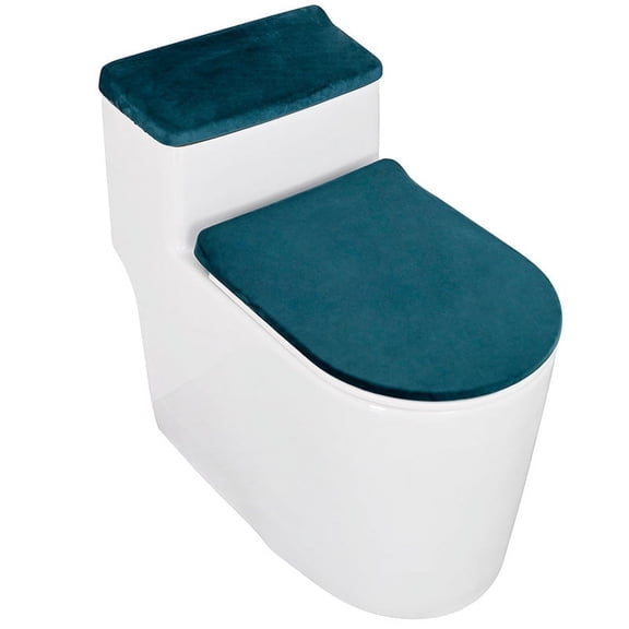 Nvzi plush toilet lid, 2-piece Dark Green one size fits all set, luxurious soft velvet plush, elastic suitable for bathroom, machine washable modern bathroom decoration