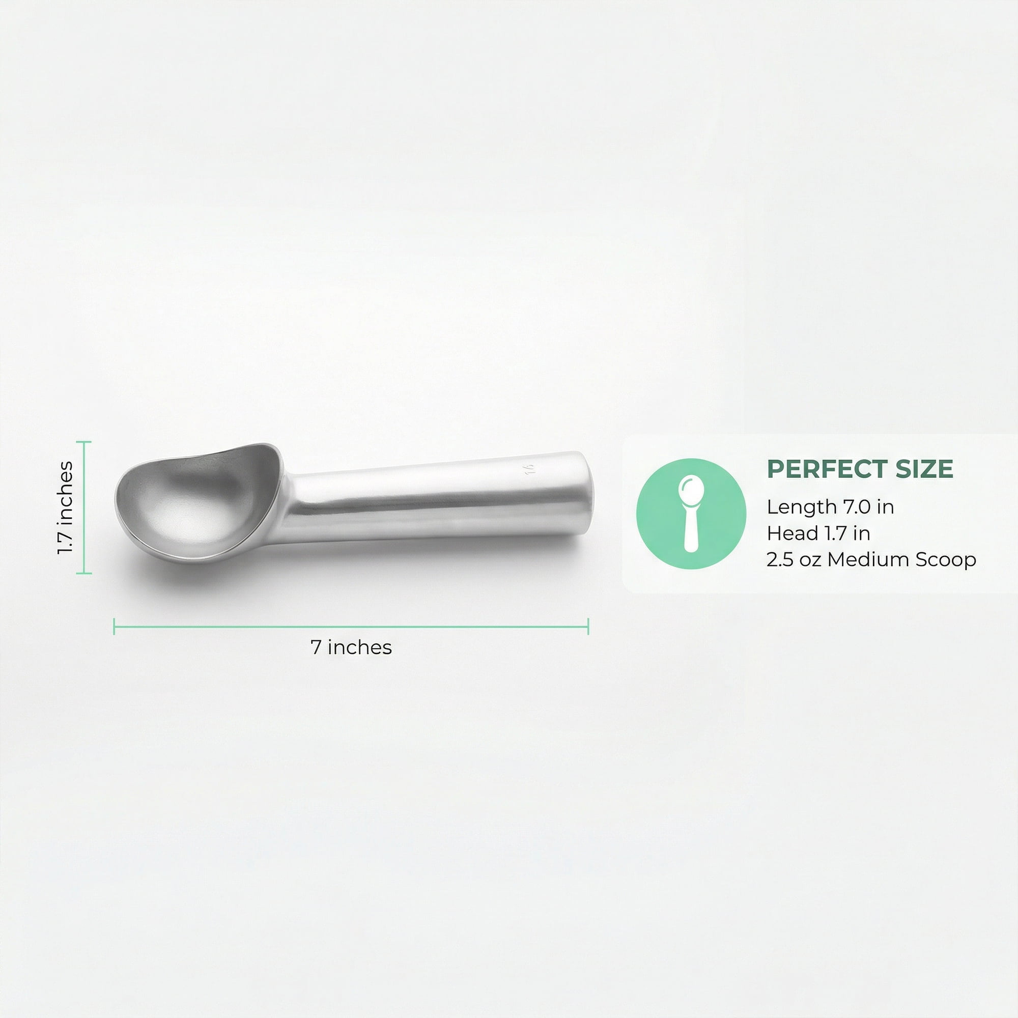 Unique Bargains Aluminum Ergonomic Handle Ice Cream Scoop Silver 7*1.7inch