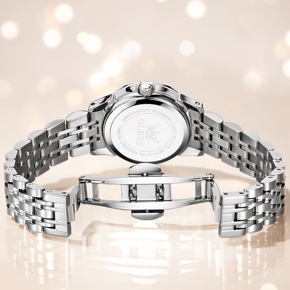 OLEVS Womens Watch Fashion Dress Female Watches for Ladies Analog Quartz Stainless Steel Waterproof Luminous Two Tone Wristwatch