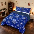 thumbnail image 3 of Manfei Snowflake Full Size Comforter Sets Snow Bedding Comforter Set, Red Green 3-Pieces 1 Comforter and 2 Pillowcases, Navy Reversible, 3 of 6