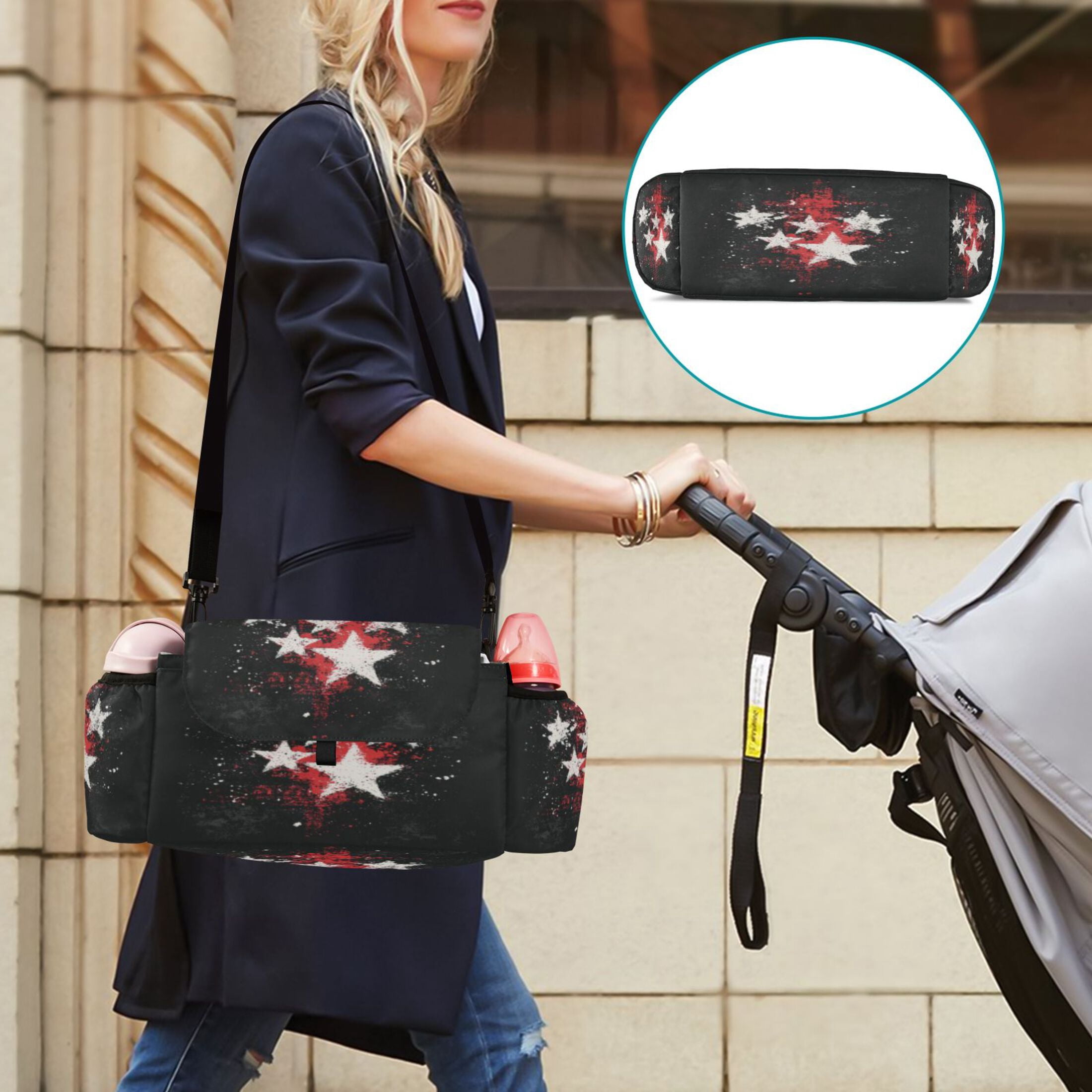DIXRUYEE Stroller Organizer Cosmic Star Clash Printed