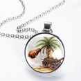 thumbnail image 2 of Coconut Tree Elegant Circular Glass Pendant Necklace, 2 of 5