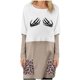 thumbnail image 1 of Moda mujer casual impreso cuello redondo manga larga otoño blusa pullver tops Pompotops FGAJ8710, 1 of 8