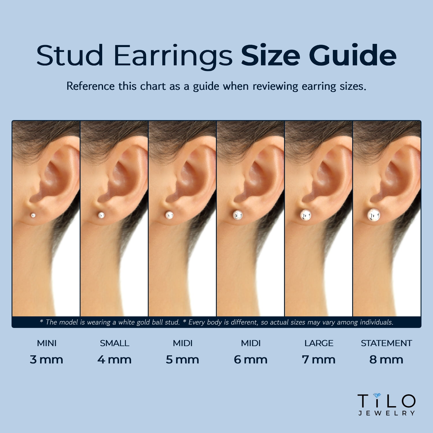 Tilo Jewelry 14K White Gold Polished Ball Stud Post Earrings with Comfortable Silicone-backs | 3mm | Classic Everyday Earrings | Women, Men & Unisex