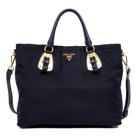 Pre-Owned Prada Black Crossbody Tote Shoulder Bag Tessuto Nylon Canvas