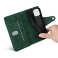 thumbnail image 6 of Allytech iPhone 15 Wallet Case with Zipper Pocket, Luxury PU Leather Flip Cover with Card Slots & Wrist Strap, Shockproof Kickstand Magnetic Buckle Protective Case for Women Men, Green, 6 of 15