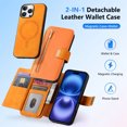 thumbnail image 2 of TECH CIRCLE for iPhone 16 Pro Max 2-in-1 Phone Case 6.9" 2024, Magnetic Back Cover with Removable Flip Wallet Case, with Card Slots/Ring Holder Grip, Compatible with MagSafe, PU Leather Case, Yellow, 2 of 10