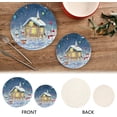 thumbnail image 4 of GZHJMY Christmas Cottage Heat Resistant Trivets Potholders 2PCS, Round Cotton Weave Handmade Pot Holder, Non-Slip Hot Mats Kitchen Dining Plate Mat for Kitchen Pans Bowl Teapot, 4 of 7