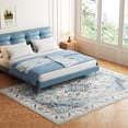 thumbnail image 3 of Washable Area Rug for Living Room, NovDeco 6'x9' Non-Slip Vintage Boho Light Blue Indoor Rug, Soft Low Pile Stain Resistant Carpet for Bedroom Kitchen, 3 of 11