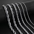 thumbnail image 6 of Rope Chain Necklaces in Silver for Men Women and Stainless Steel Cadena de Torzal Para Hombre Mujer y Ninos, 6 of 14