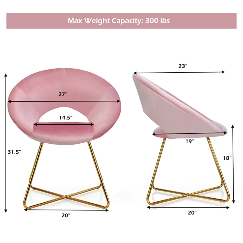 Finihen Velvet Dining Arm Chair, Modern Accent Velvet Dining Arm Chair with Golden Metal Legs and Soft Cushion, for Bedroomï¼Living Room, Dining Room, Kitchen, Pink