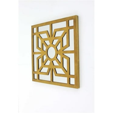 HomeRoots 274556 24 x 24 x 1 in. Bright Gold Mirrored Wooden Wall Decor