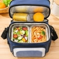 thumbnail image 4 of Insulated Oxford Cloth Lunch Cooler Bag with Strap and Handle Portable Food Storage Tote for Office Work Travel Picnic Camping Outdoor Activities, 4 of 7