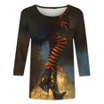 thumbnail image 4 of Mifsaly Halloween Tops for Women 2026 Vintage Witch Graphic Blouse Crewneck 3/4 Sleeve Casual Fall Holiday Party Shirts Multicolor,L, 4 of 5