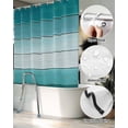 thumbnail image 5 of Split Shower Curtain for Transfer Bench, Teal Turquoise Fabric Shower Curtains for Bathroom, Farmhouse Abstract Gradient Wooden Plank Tub Sliding Transfer Bench Waterproof Bath Curtains 72"x78", 5 of 9