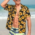 thumbnail image 5 of Lsque Black Marble Pattern Sunflower pattern Hawaiian Shirt for Men, Unisex Summer Beach Casual Short Sleeve Button Down Shirts-Large, 5 of 9