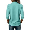 thumbnail image 5 of 3/4 Sleeve Tops for Women Dressy Casual Collared Button Polo Golf Shirts Lightweight Athletic Blouses, 5 of 5