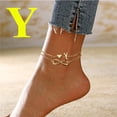 thumbnail image 2 of Uinagy Women's Beach 26 Letters Love Double Layer Anklet Gold, 2 of 5
