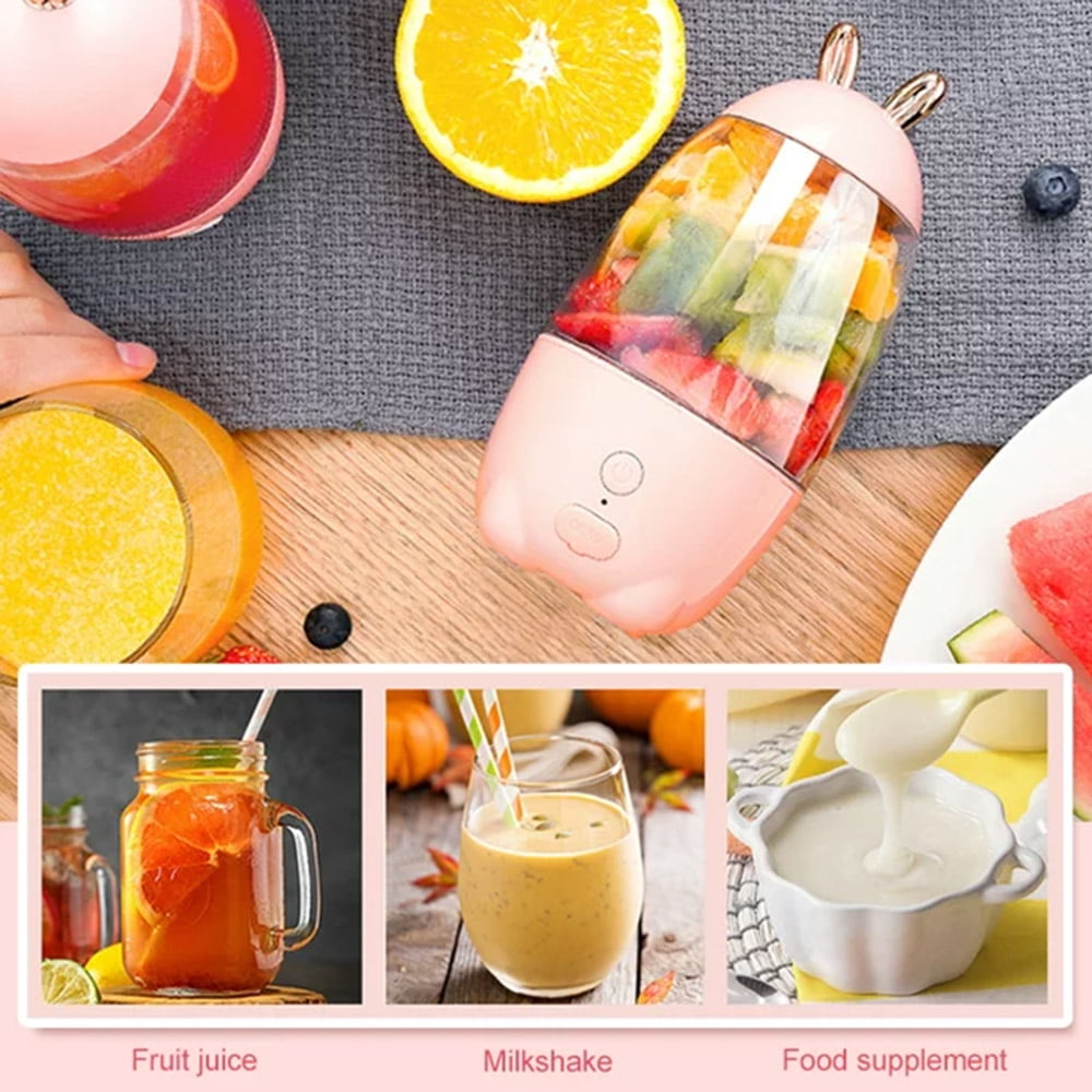 LNGOOR 400ml Portable Blender, Personal Eletric USB Rechargeable Juicer Blender forFruit, Smoothie, Baby Food Mixing Machine, 1500mAh Battery(Pink)