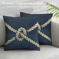 thumbnail image 3 of Nawypu  Decorative Throw Pillow Covers Nautical Rope Pattern Endless Navy with White Fishing Net and Marine Knots on Dark Blue Trendy Maritime Style Pillow Case for Sofa Couch Bed Car, 3 of 5