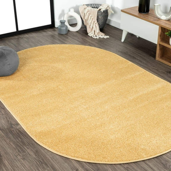 JONATHAN Y SUPERSOFT 3 x 5 Oval Area Rug, Haze - Mustard, SEU100B-3OV