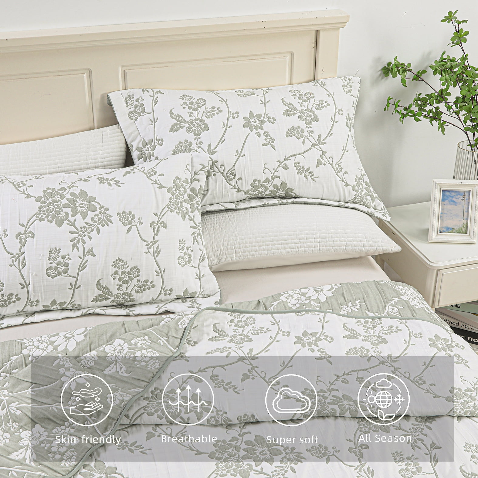 Couvre-lit brodé en jacquard Marina Decoration, parure de lit ultra douce, réversible, avec taies d'oreiller matelassées