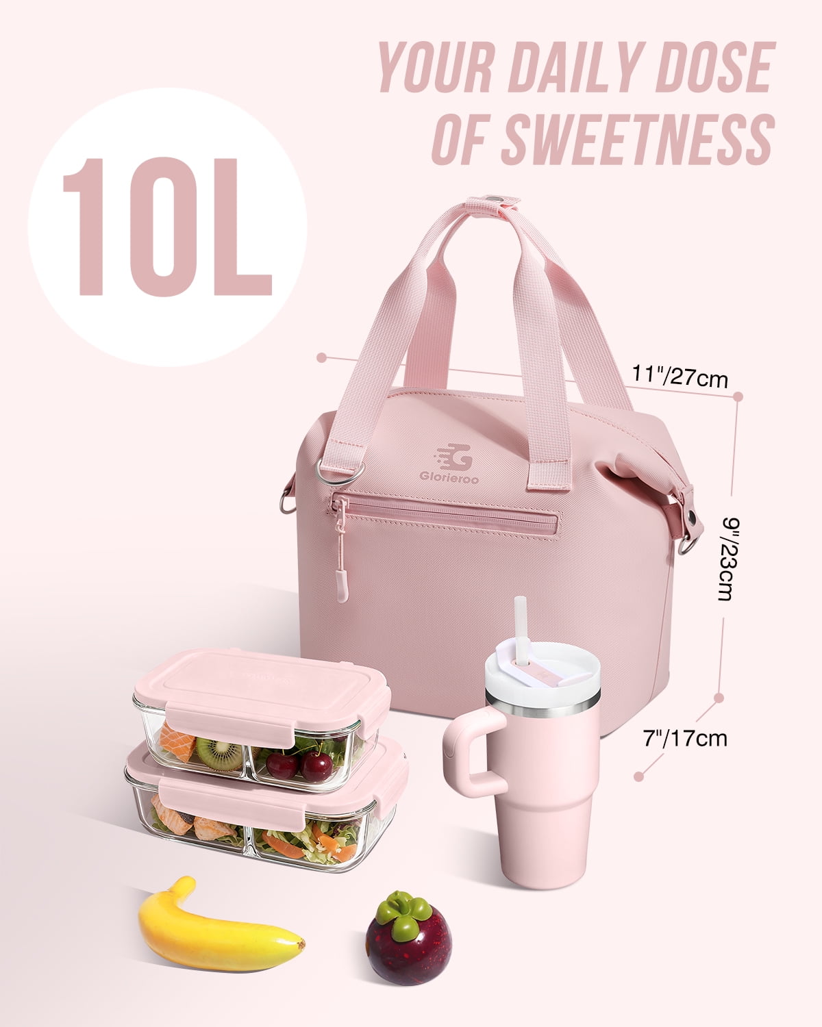 Pastel Lunch Box Women | Insulated Waterproof Leakproof Lunch Bag Cooler | Adjustable Strap | BPA-Free