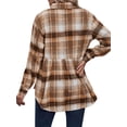 thumbnail image 4 of ZXSXSY Women Plaid Print Lapel Buttons Down Long Sleeve Pockets Peplum Blouse Shirt, 4 of 6