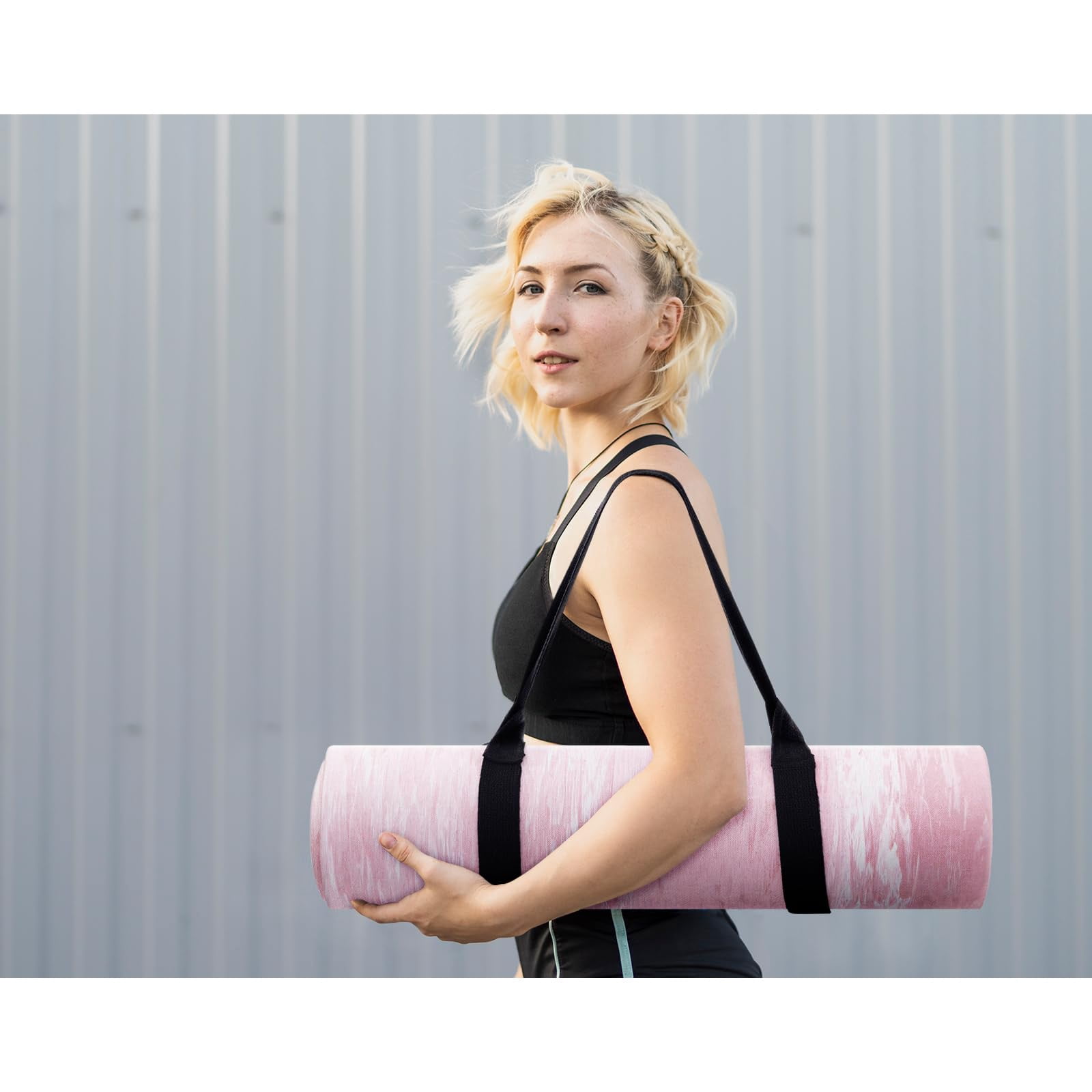 UMINEUX Extra Thick Yoga Mat, 2/5 Inch (10MM), Natural Rubber and TPE Non Slip Yoga Mats with Strap for Women Men, Eco Friendly Exercise Mat for Yoga, Pilates, Pink