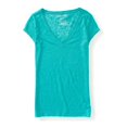 thumbnail image 1 of Camiseta básica Aeropostale para mujer Jacquard Burnout azul mediana, 1 of 2