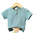 thumbnail image 2 of Ruyang Toddlers Henley Shirt Baby Boys Girls Cotton Line Ribbed Tee Top Kids Short Sleeve Button Up Crewneck Cute Soft T-Shirt, 2 of 9
