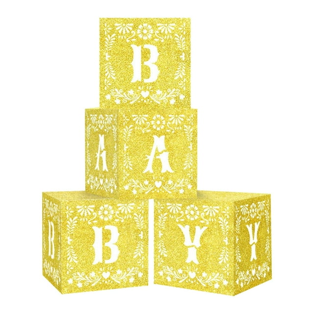 4 Cajas Mexicanas con Letras () - Platos Decorativos para Dulces para Fiestas de Revelación de Género (niñas/niños) - Decoración de Mesa p
