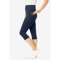 thumbnail image 3 of Woman Within Plus Size Petite Stretch-Cotton Knit Pull-On Pocket Capri Leggings, 3 of 6