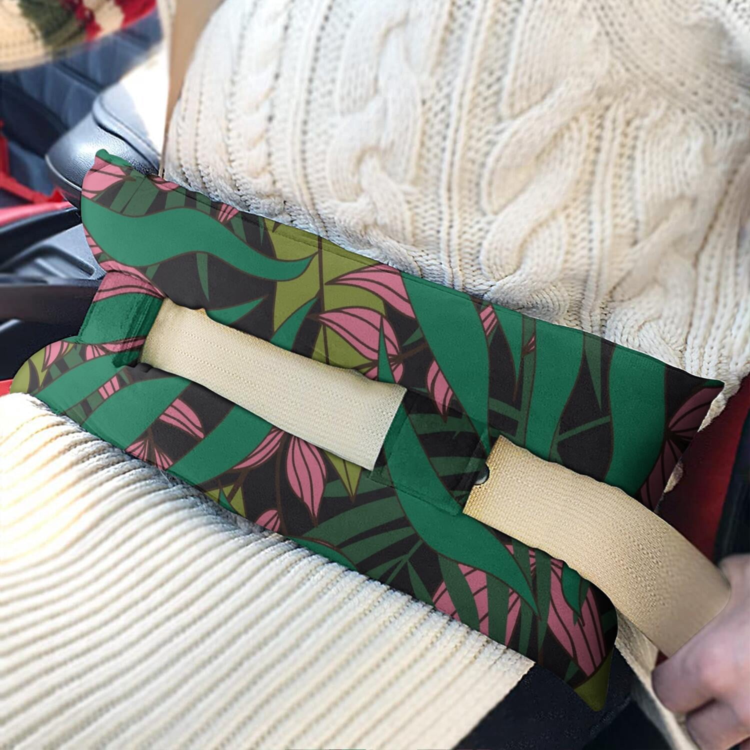 Summer Seat Belt Cushion for Surgery - Hawaiian Floral Mastectomy Pillow - Pressure Relief Heart Surgery Recovery Cushion with Palm Inspired Colors