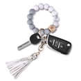 thumbnail image 4 of Womens Silicone Wristlet Keychain with Wood Beads Bracelet Key Ring for Handbags Car Decoration and Girls Women Pendant, 4 of 5