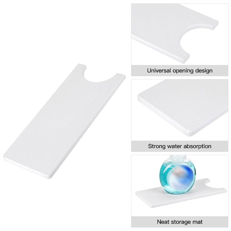 DSstyles Two-piece large stone drain mat set, suitable for kitchen countertops and sink faucets, made of quick-drying and absorbent diatomaceous earth, white.