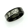 thumbnail image 2 of Free Engraving Personalized Custom Engraving Men's Women's Tungsten Wedding Band 8mm Black IP Plated Ring with Laser Carved Rock Art PatternSZ: 7, 2 of 6