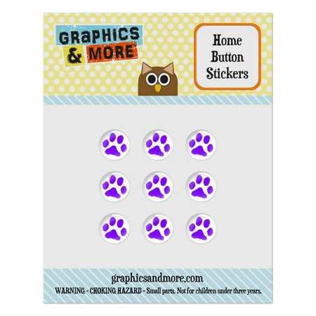 Paw Print Purple Home Button Stickers Set Fit Apple iPhone iPad iPod Touch