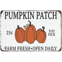 Metal Tin Sign Welcome to Our Pumpkin Patch Farmhouse Tin Sign Metal Aluminum Sign Vintage Wall Decor Retro Poster for Bars Restaurants Cafes Pubs Home Decoration 12"x16"