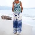 thumbnail image 5 of Women's Summer Overalls Jumpsuits Boho Sleeveless Wide Leg Romper with Pockets Blue 2XL, 5 of 5