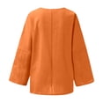 thumbnail image 5 of MIXUE Women Blouses Solid Color Round Neck Long Sleeve Loose Fit Casual Womens Summer Tops Beachwear,Orange,XXL, 5 of 5