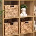 thumbnail image 4 of Water Hyacinth Storage Basket Large, Folding Cube Woven Wicker Storage Basket for Shelves, Pantry Baskets Organization and Storage, Kitchen Storage Baskets, Large Rattan Basket, 4 of 4