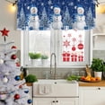 thumbnail image 5 of Navy Blue Christmas Curtain Valances for Windows, Kitchen Valance Window Treatments Panel 2 Pack, Snowman Snowflake Gifts Xmas Tree Rod Pocket Short Curtains for Bathroom Bedroom 42 x 12 Inch, 5 of 8