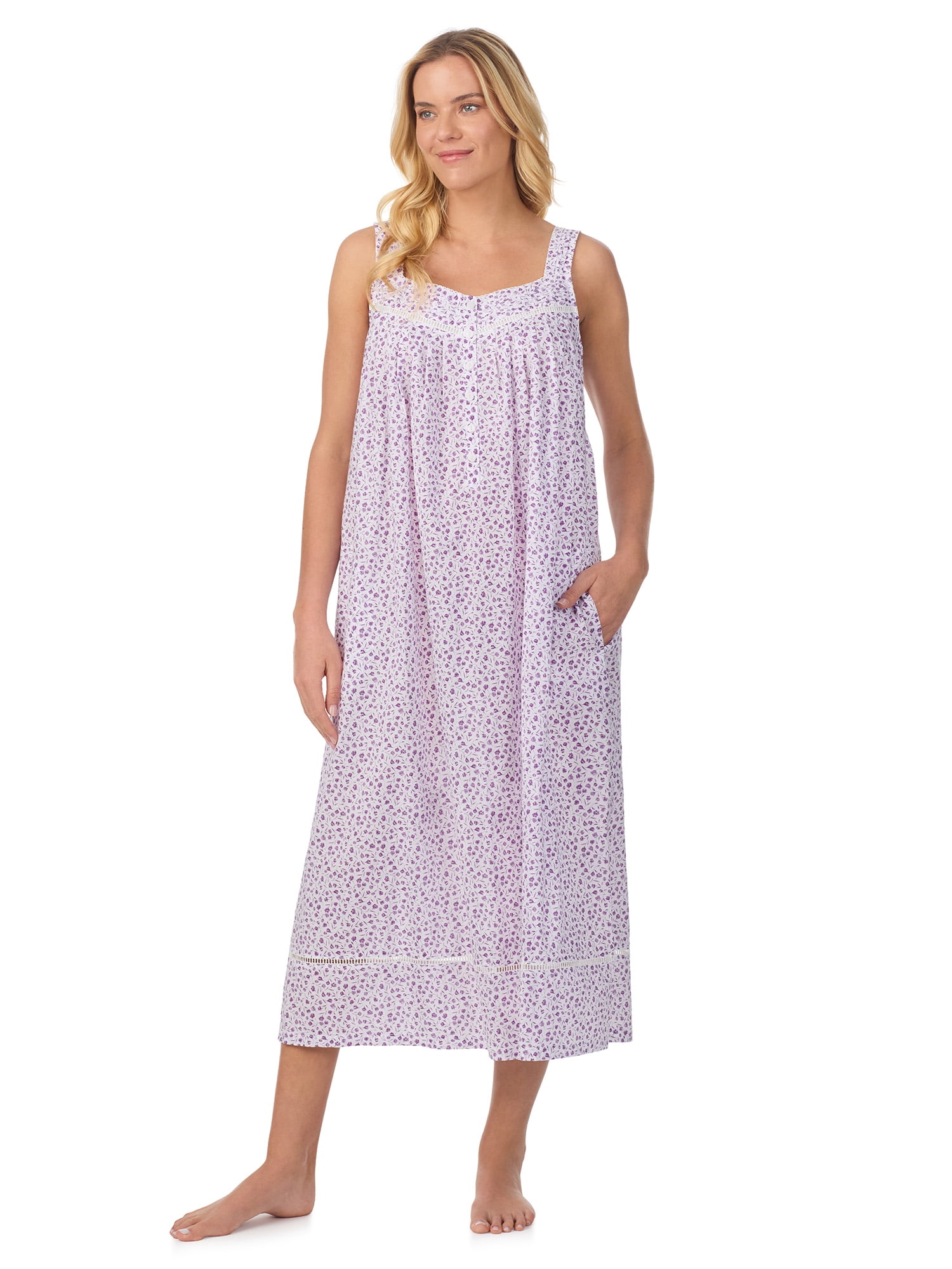 Aria Women's Lightweight Cotton Woven 50" Ballet Nightgown, Sizes XS-5X