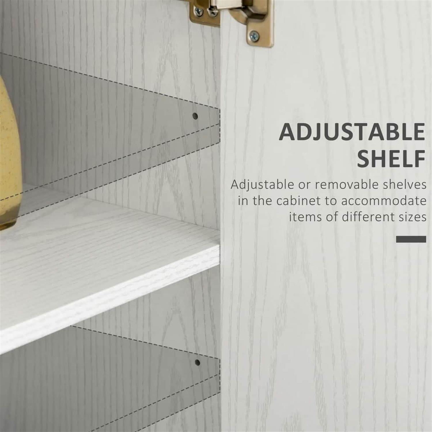 Demi Bonn 54" Kitchen Pantry Storage Cabinet, Freestanding 2-Door Cupboard, Space-Saving Shelves for Living Room, White